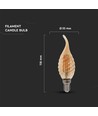 Ampoule LED E14 4W Filament sphérique - Candle tip, verre ambré, 2200K, Ø3,5cm