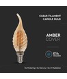 Ampoule LED E14 4W Filament sphérique - Candle tip, verre ambré, 2200K, Ø3,5cm