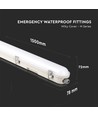 Réglette LED complète étanche 150cm 48W avec éclairage de secours - IP65, 120lm/W, Samsung LED chip, autonomie 3 heures