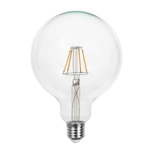 Ampoule LED filament E27 6W - Globe G125, claire, blanc chaud, angle de diffusion 300°