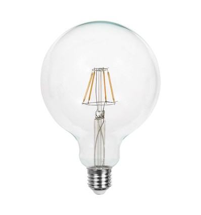 Ampoule LED filament E27 6W - Globe G125, claire, blanc chaud, angle de diffusion 300°