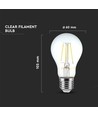 Ampoule LED filament E27 10W - A60, verre clair, 6500K, 1055lm
