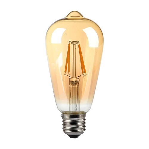 Ampoule LED E27 8W - ST64, filament, verre ambré, blanc extra chaud 2200K