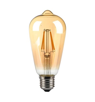 Ampoule LED E27 8W - ST64, filament, verre ambré, blanc extra chaud 2200K