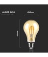 Ampoule LED filament E27 10W - A67, verre ambré, 2200K, 950lm