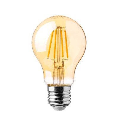 Ampoule LED E27 12W - A60, filament, verre ambré, blanc extra chaud 2200K