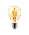Ampoule LED E27 12W - A60, filament, verre ambré, blanc extra chaud 2200K