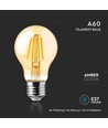 Ampoule LED E27 12W - A60, filament, verre ambré, blanc extra chaud 2200K