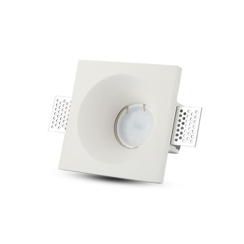Spot encastrable GU10 en plâtre, carré - Blanc, peut être peint, sans source lumineuse, 10x10 cm