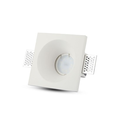 Spot encastrable GU10 en plâtre, carré - Blanc, peut être peint, sans source lumineuse, 10x10 cm