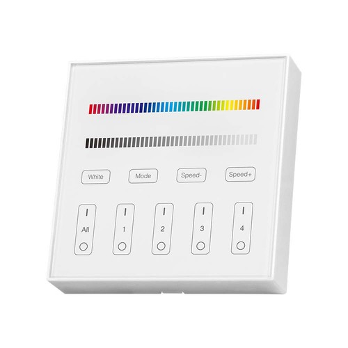 Panneau mural télécommande WiFi RGB+W 4 zones, 3V - 86x86mm, blanc, 4 zones, dimmable, RF 2.4GHz