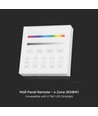 Panneau mural télécommande WiFi RGB+W 4 zones, 3V - 86x86mm, blanc, 4 zones, dimmable, RF 2.4GHz
