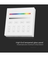 Panneau mural télécommande WiFi RGB+W 4 zones, 3V - 86x86mm, blanc, 4 zones, dimmable, RF 2.4GHz