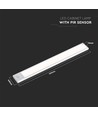 Lampe de placard LED 40cm 2W avec détecteur PIR, 5V - Argent, batterie 2200mA, IP20, 4000K