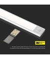 Lampe de placard LED 40cm 2W avec détecteur PIR, 5V - Argent, batterie 2200mA, IP20, 4000K