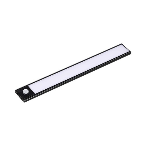 Réglette LED 60cm 2,5W avec capteur PIR, noir - 5V, 4000K, batterie 3000mA, rechargeable, IP20