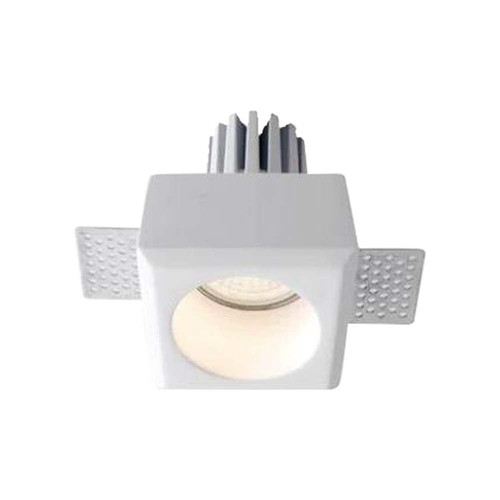Spot encastrable GU10 en plâtre - Rond, blanc, 80x80mm, perçage : 85x85mm, IP20, sans source lumineuse