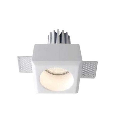 Spot encastrable GU10 en plâtre - Rond, blanc, 80x80mm, perçage : 85x85mm, IP20, sans source lumineuse