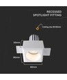 Spot encastrable GU10 en plâtre - Rond, blanc, 80x80mm, perçage : 85x85mm, IP20, sans source lumineuse