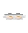 Double downlight GU10 à encastrer pour plafond en plâtre - Sans source lumineuse ni douille, découpe : 195x105mm, encastré