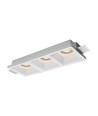Triple spot encastrable GU10 en plâtre - Carré, blanc, sans source lumineuse, perçage : 285x105mm