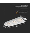 Triple spot encastrable GU10 en plâtre - Carré, blanc, sans source lumineuse, perçage : 285x105mm