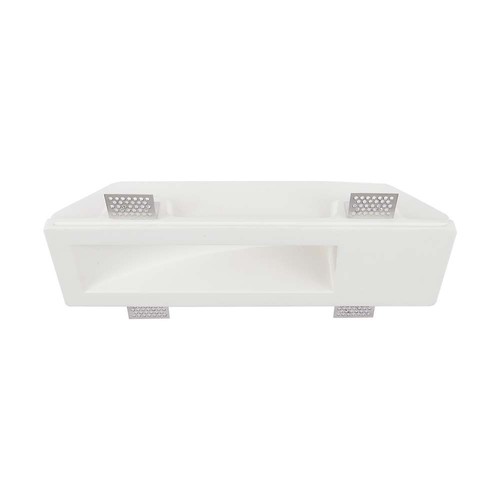 Spot encastrable GU10 en plâtre pour 3 sources - Carré, blanc, peut être peint, perçage : 35,5 x 10,5 cm