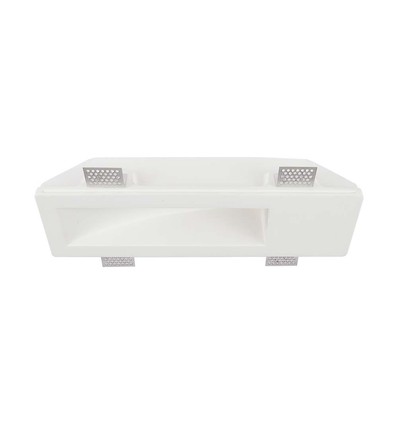 Spot encastrable GU10 en plâtre pour 3 sources - Carré, blanc, peut être peint, perçage : 35,5 x 10,5 cm