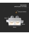 Double spot encastrable GU10 en plâtre - Rond, blanc, peut être peint, IP20 intérieur, sans source lumineuse
