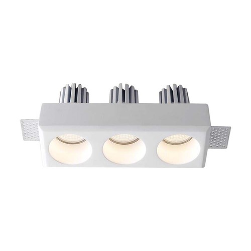 Spot encastrable 3xGU10 en plâtre, rond - Blanc, peut être peint, IP20 intérieur