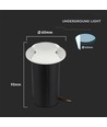 Spot encastrable de sol LED 1W, 12V - IP67, 3000K, blanc chaud, Ø6cm, Perçage : Ø4,3 cm