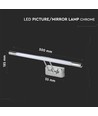 Applique LED pour tableau/miroir 8W, chrome - 50cm, orientable, 3000K/4000K, source lumineuse incluse