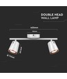 Double applique murale LED 12W - 3000K, blanc