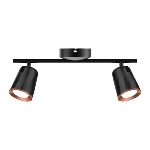 Applique murale LED double 12W, noir - 1080lm, 4000K, IP20, têtes ajustables