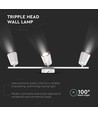 Applique murale LED blanche 18W - 3000K, 3 têtes