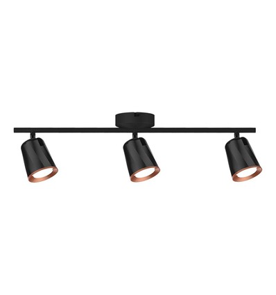 Applique murale LED noire 18W - 4000K, 3 têtes