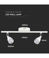 Double applique murale LED 9W - 3000K, blanc