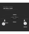 Applique murale LED 9W, noir - 4000K, 840lm, IP20, double tête, intérieur, source lumineuse incluse