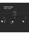 Applique murale LED 13,5W, design 3 têtes - 4000K, noir, extérieur, IP65