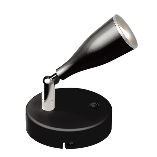 Applique murale LED 4,5W avec interrupteur - 420lm, IP20 intérieur, noir, blanc chaud, source lumineuse incluse