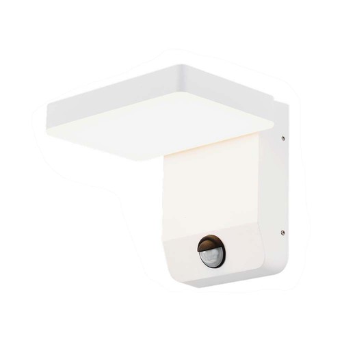 Applique murale carrée blanche 17W avec détecteur - 2580lm, IP65, 3000K, détecteur PIR