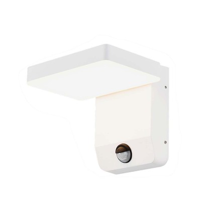 Applique murale carrée blanche 17W avec détecteur - 2580lm, IP65, 3000K, détecteur PIR
