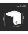 Applique murale carrée blanche 17W avec détecteur - 2580lm, IP65, 3000K, détecteur PIR