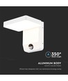 Applique murale carrée blanche 17W avec détecteur - 2580lm, IP65, 3000K, détecteur PIR