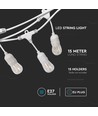 Guirlande lumineuse V-Tac blanche pour 15 ampoules E27, 15 mètres, IP65, 230V, sans source lumineuse