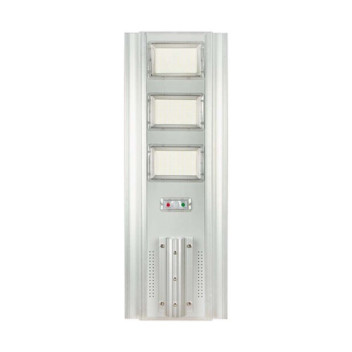 Lampadaire solaire LED 300W - 3500lm, 6400K, aluminium, IP65, avec panneau solaire et batterie