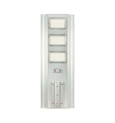 Lampadaire solaire LED 300W - 3500lm, 6400K, aluminium, IP65, avec panneau solaire et batterie