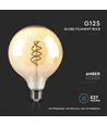 Ampoule LED filament spirale 6W E27 dimmable - G125, verre ambré, 1800K, angle 300°