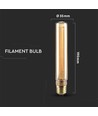 Ampoule LED Art Filament 2W E27 T30 - 1800K, verre ambré, effet vintage, gravure laser