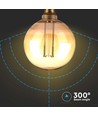 Ampoule LED Art Filament 4W E27 G125 - Verre ambré, 1800K, gravures laser, filament blanc chaud